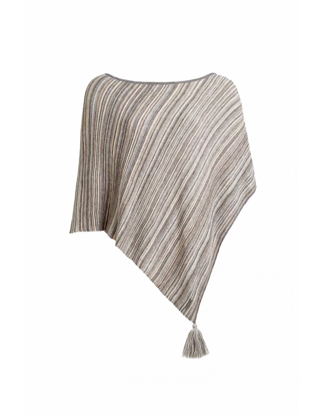 ECO-Alpaka Poncho WALNUT mit Bio-Baumwolle