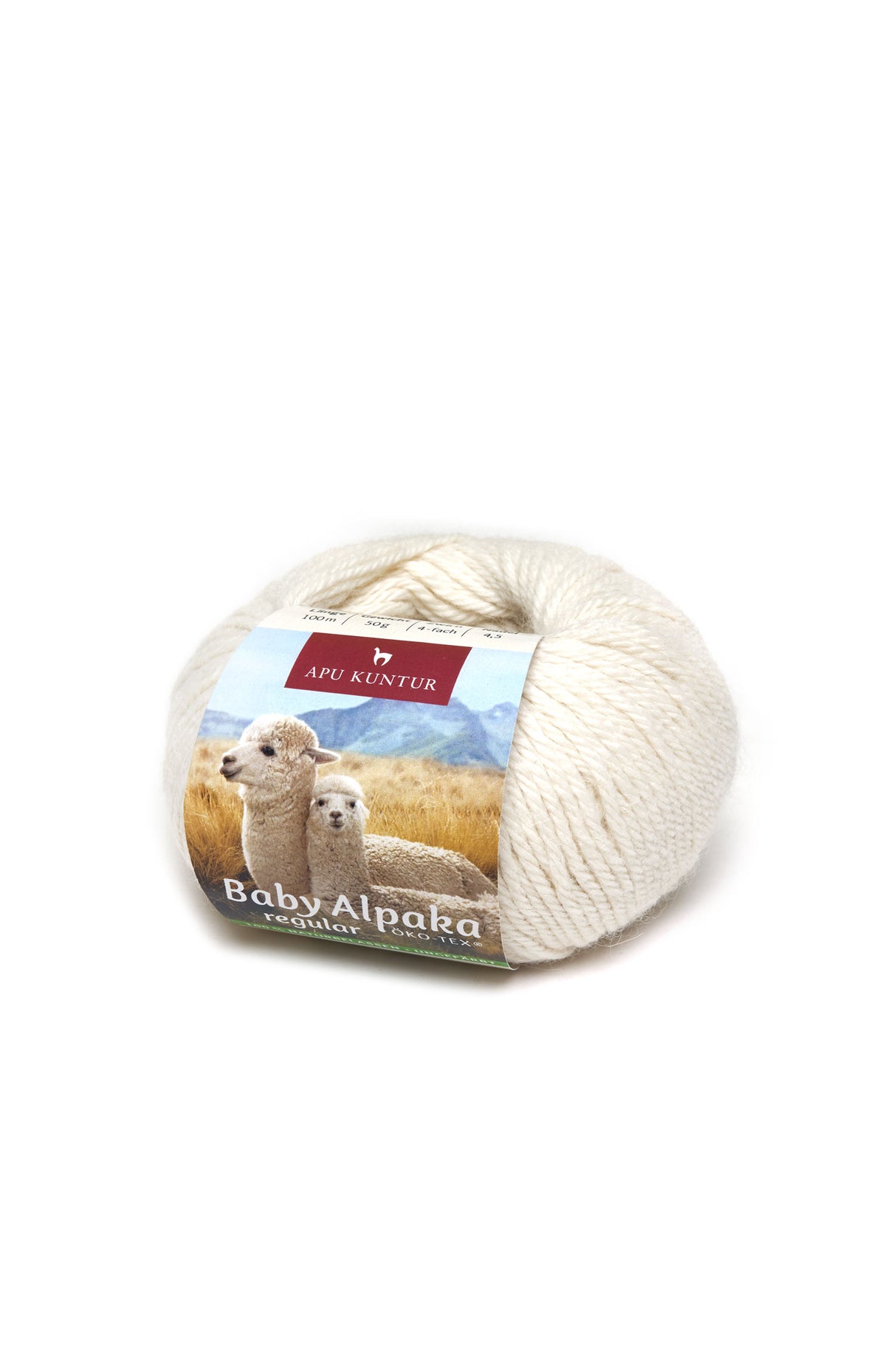 Alpaka Wolle REGULAR | 50g | 100% Baby Alpaka | 36 Farben N-100 Natur one-size