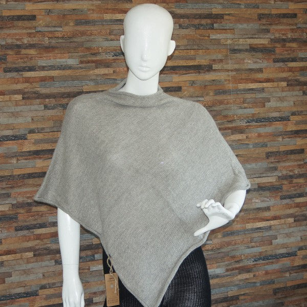 Alpaka ECO-Poncho BOSTON aus 100% Alpaka Grau One Size