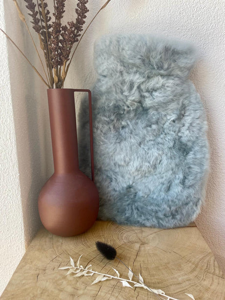Alpaka Wärmflasche PREMIUM - blau-grau - 100% Alpaka Fell - Letztes Exemplar von Millwa