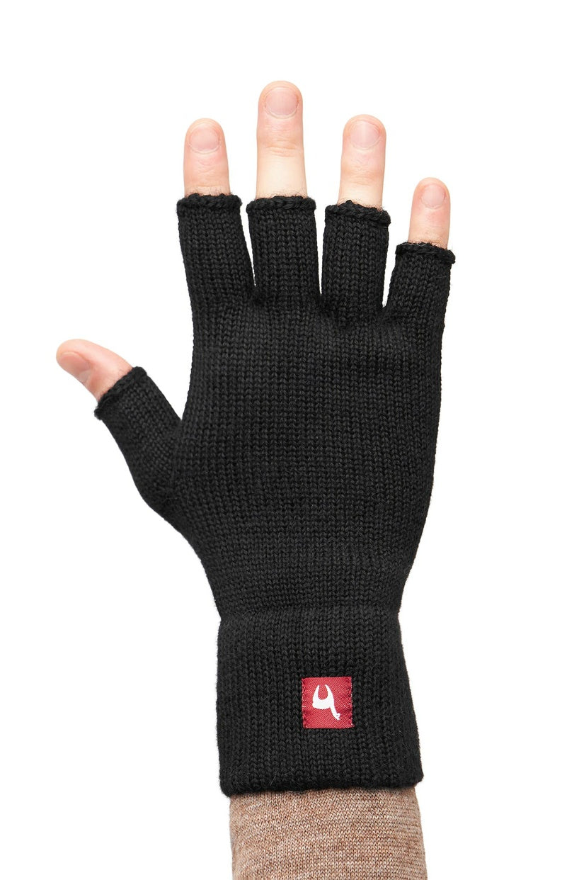 Alpaka Fingerlose Handschuhe UNI- 100% Alpaka schwarz