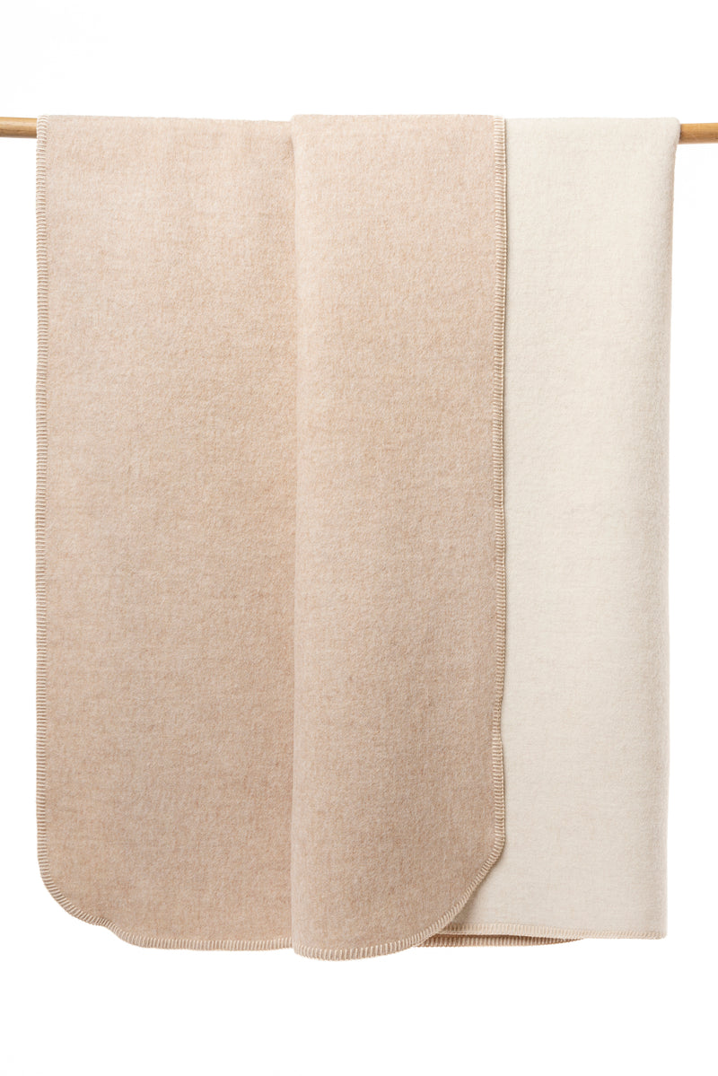 Alpaka Kuschel-Filz-Decke CALMA - wendbar beige ecru 200x150 cm