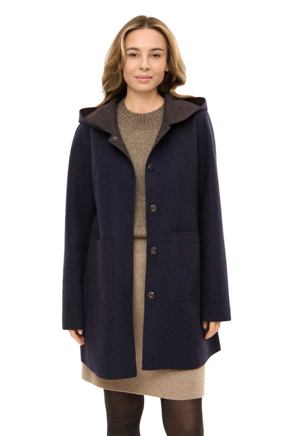 Alpaka Mantel COSTA - Alpaka und Merino navy-mokka