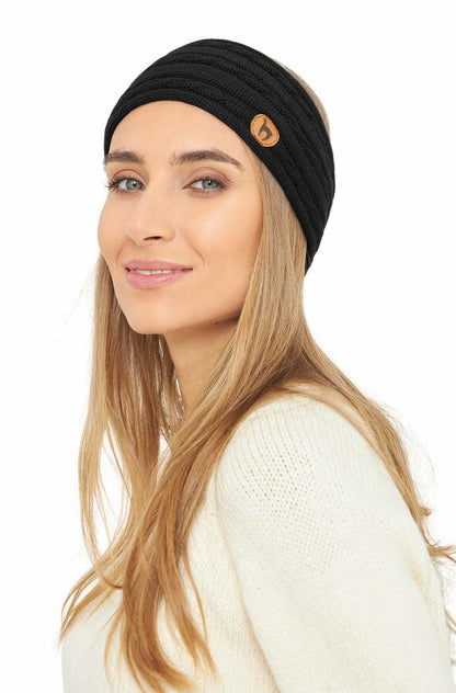 Alpaka Stirnband SUAVE - 100% Alpaka schwarz one-size