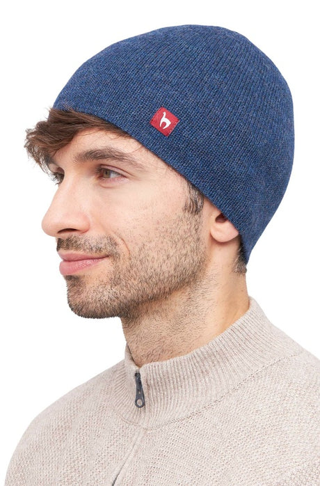 Alpaka WENDEMÜTZE - 100% Alpaka jeansblau grau