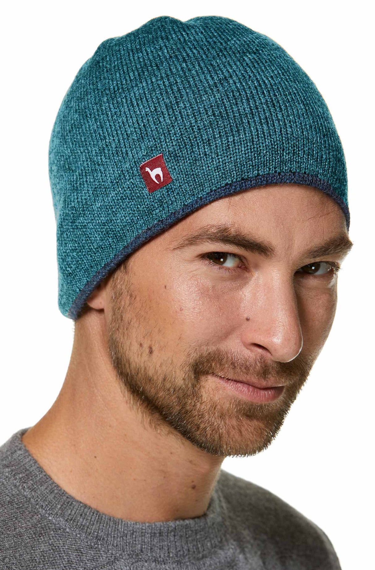 Alpaka WENDEMÜTZE - 100% Alpaka petrol türkis