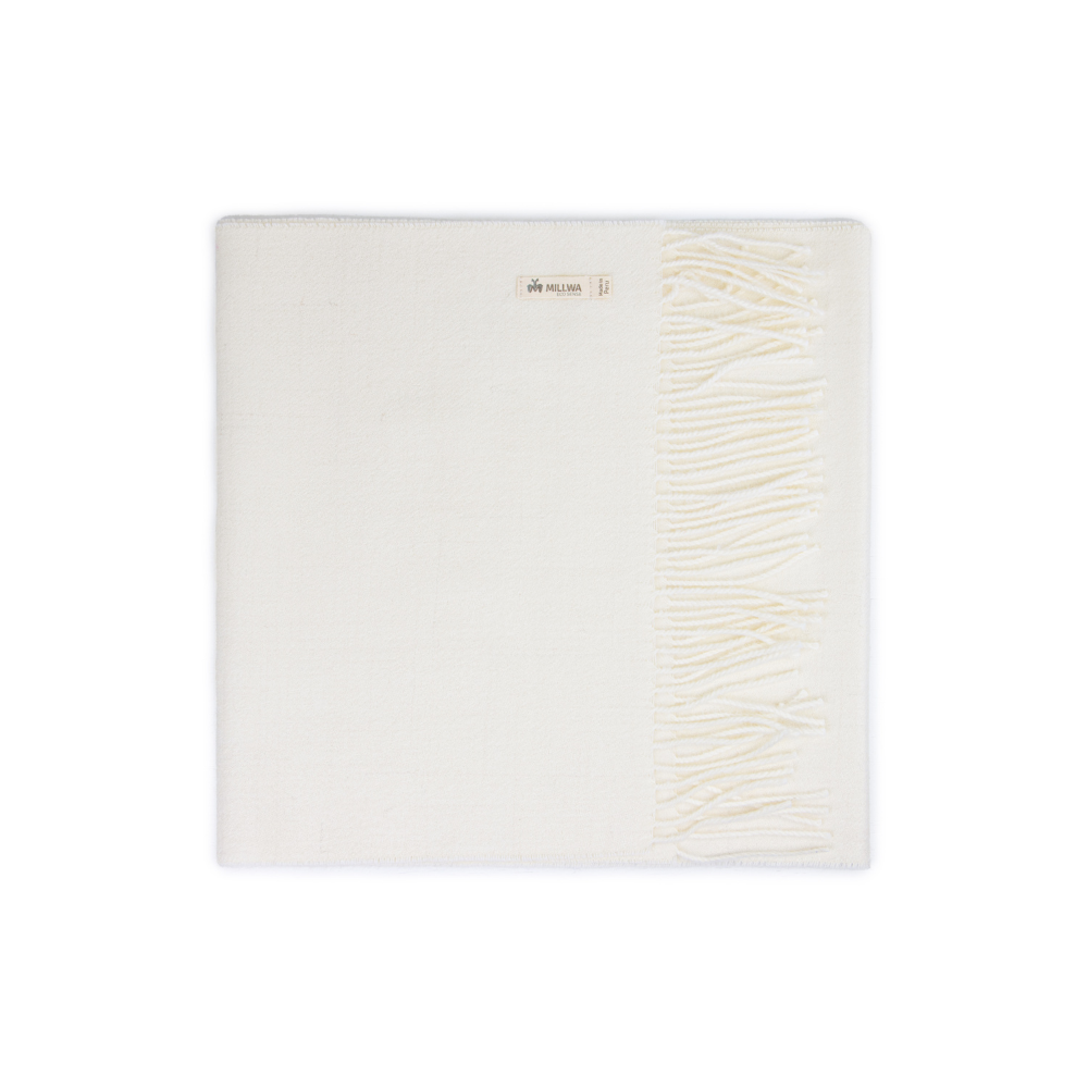 Webschal ECO SOLID einfarbig aus 100% Alpaka weiß 180x30 cm