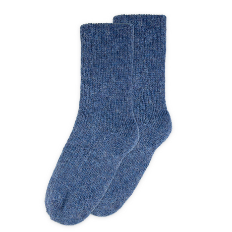 Haus- und Kuschelsocken - 100% Alpaka blau-grau