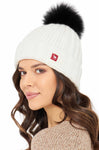 Mütze BIANCA mit Bommel mit 70% Alpaka und 23% Merino wollweiss one-size von Apu Kuntur