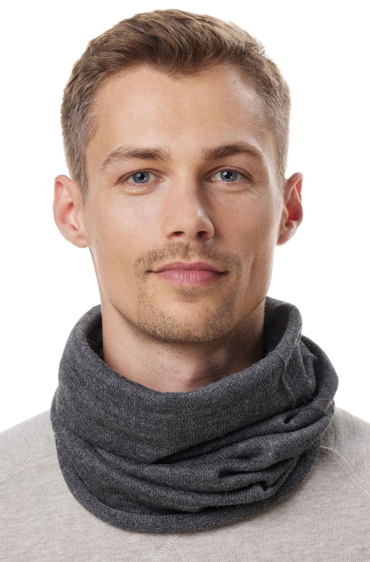 Schal BERG-LOOP - 100% Alpaka grau one-size