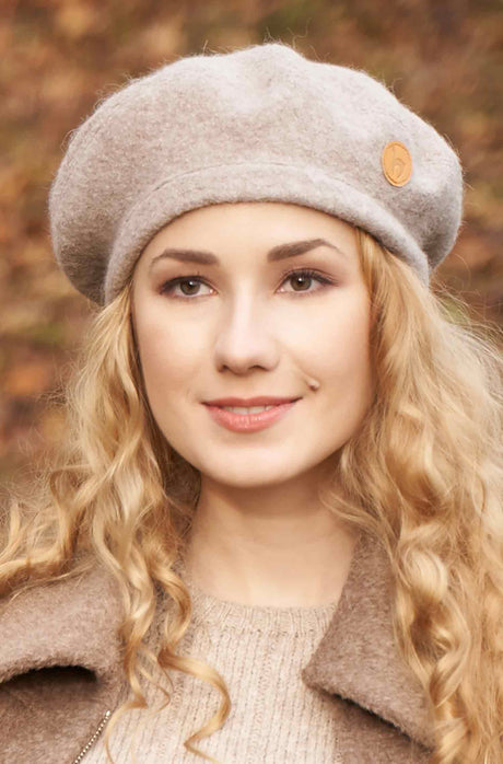 Basken Mütze BERET aus 100% Alpaka sand one-size