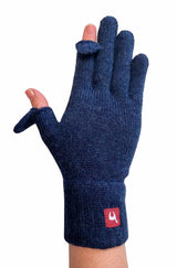 Fingerhandschuhe TOUCH aus 100% Alpaka blau meliert