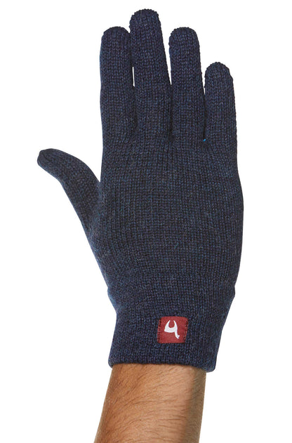 Alpaka Fingerhandschuhe UNI - 100% Alpaka blau meliert