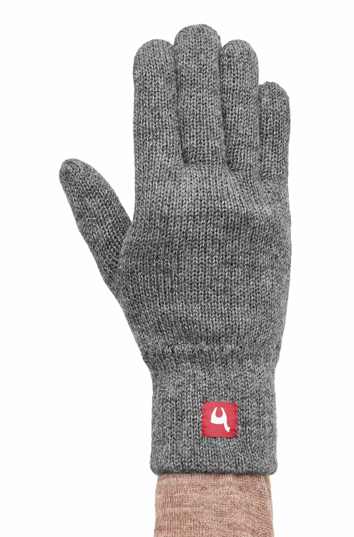Alpaka Gefütterte Fingerhandschuhe UNI - 100% Alpaka grau