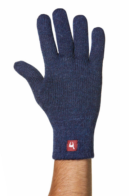 Alpaka Gefütterte Fingerhandschuhe UNI - 100% Alpaka blau