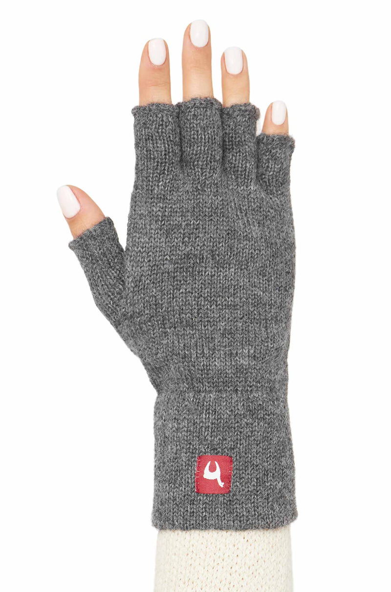 Alpaka Fingerlose Handschuhe UNI- 100% Alpaka grau