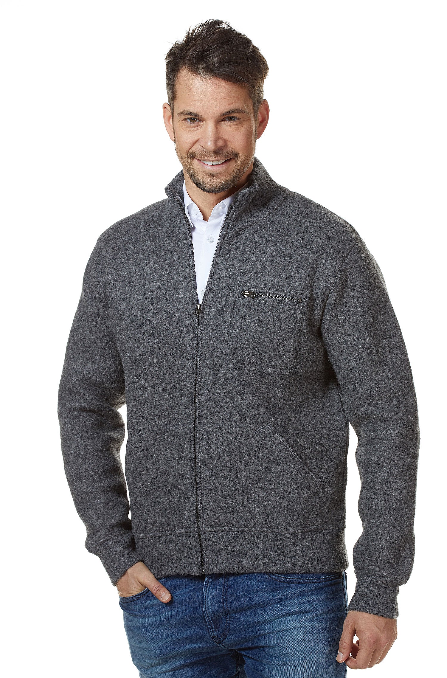 Alpaka Jacke GEORGE Herren - 60% Alpaka grau