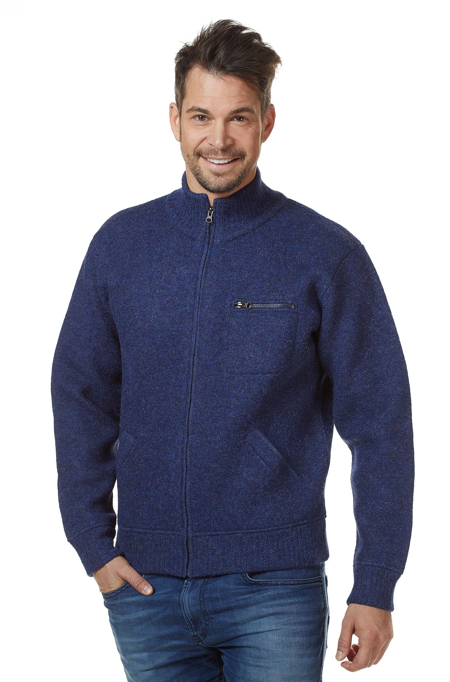 Alpaka Jacke GEORGE Herren - 60% Alpaka blau
