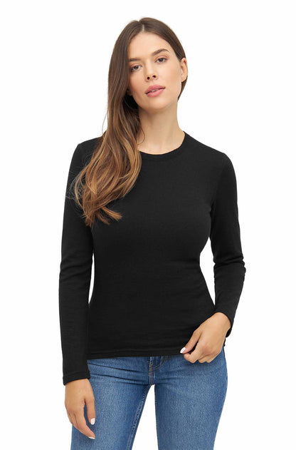 Alpaka Langarm-Shirt Baselayer THERMO Damen - 95% Royal Alpaka schwarz