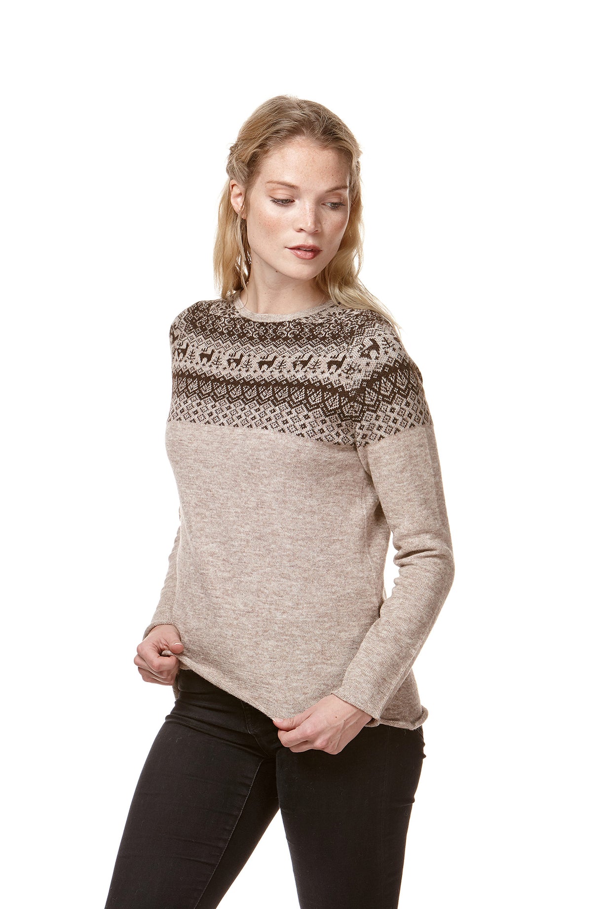 Pullover ANDEN aus 100% Alpaka - sand