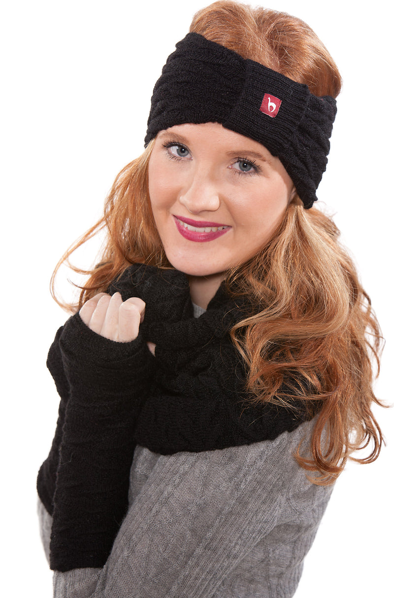 Alpaka Pulswärmer BIESEN - 100% Alpaka schwarz one-size