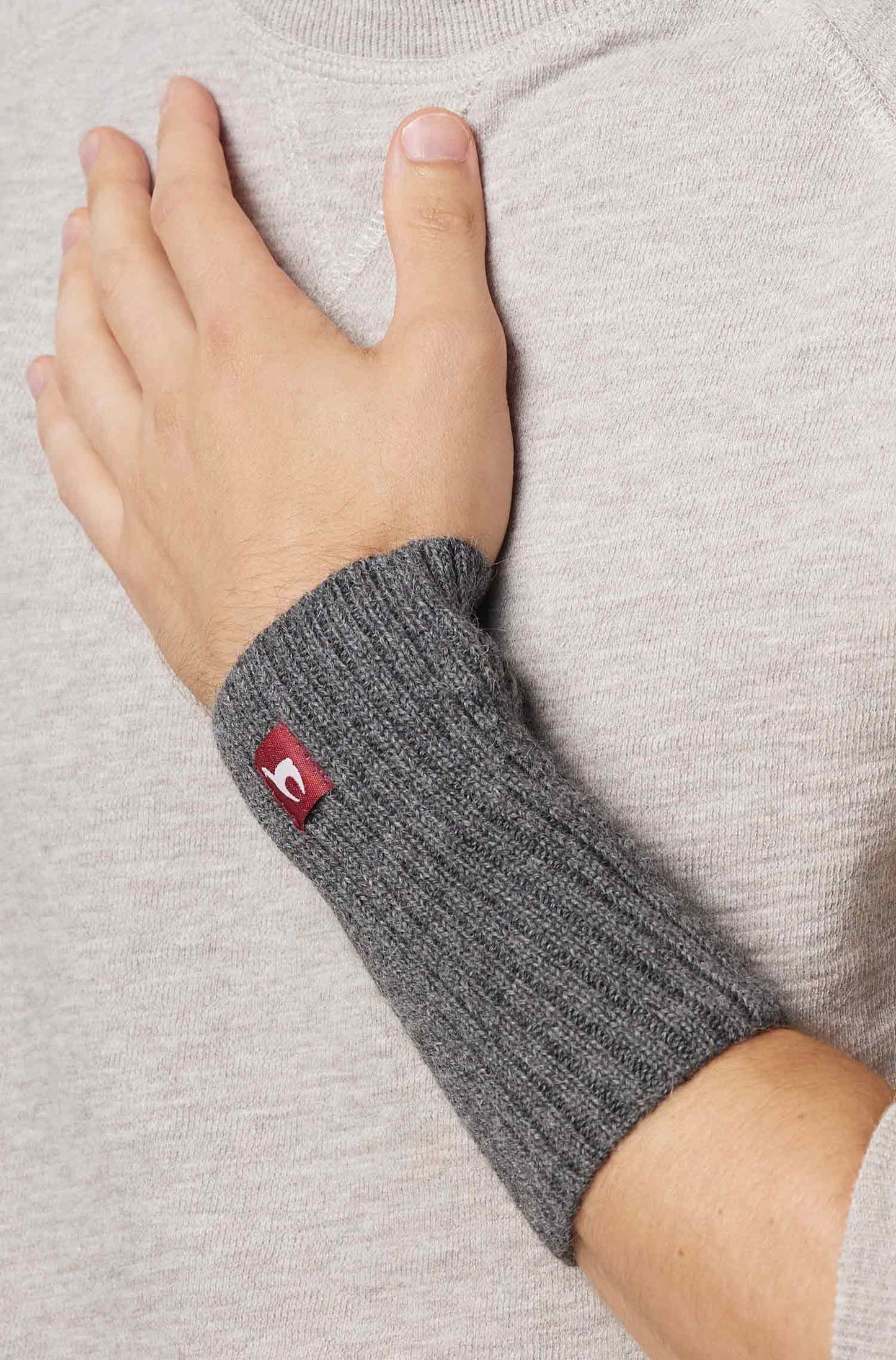 Alpaka Pulswärmer RIPP - 100% Alpaka grau one-size