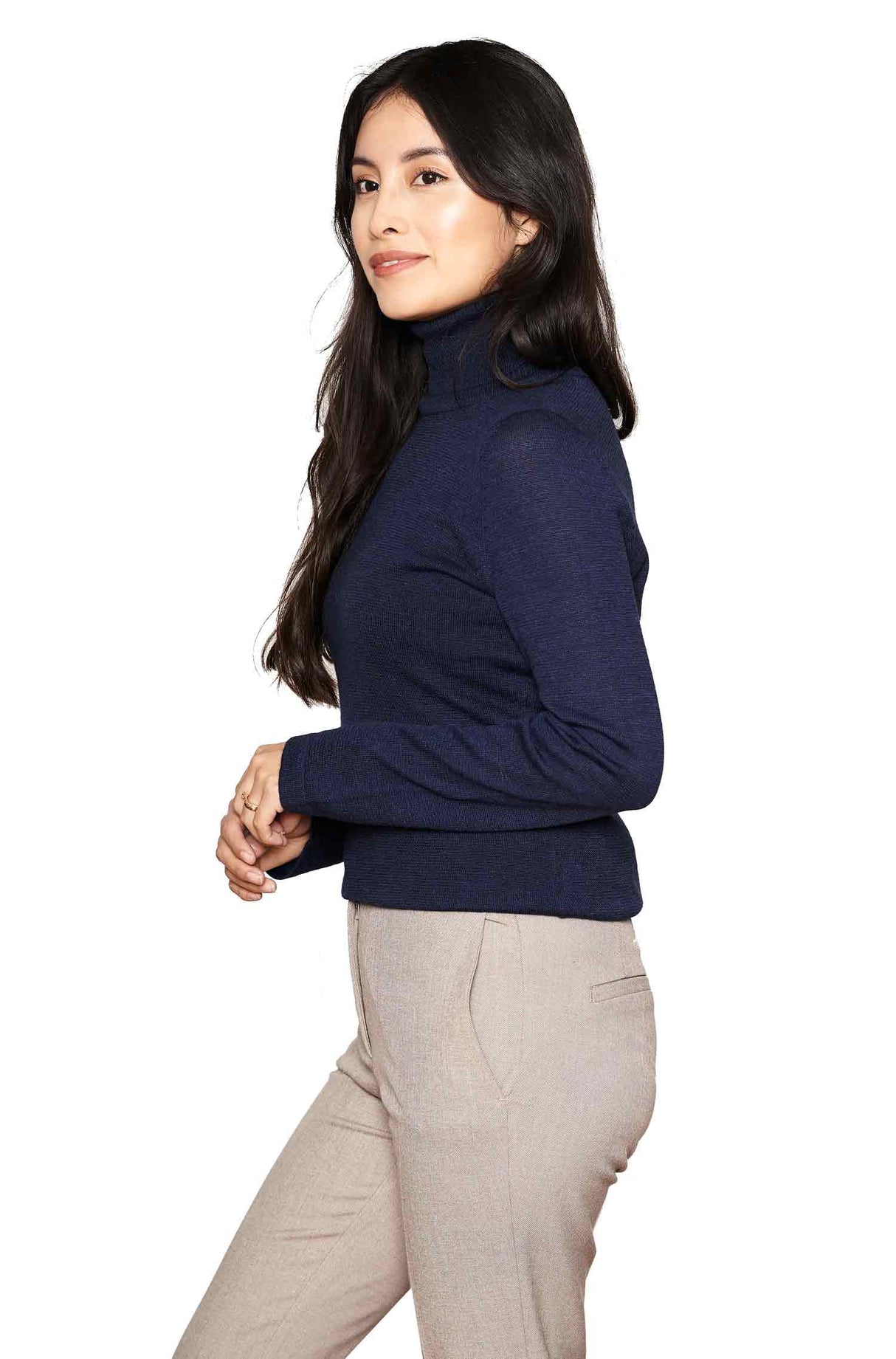 Damen Rollkragen Pullover MADAI aus 70% Alpaka und 30% Seide