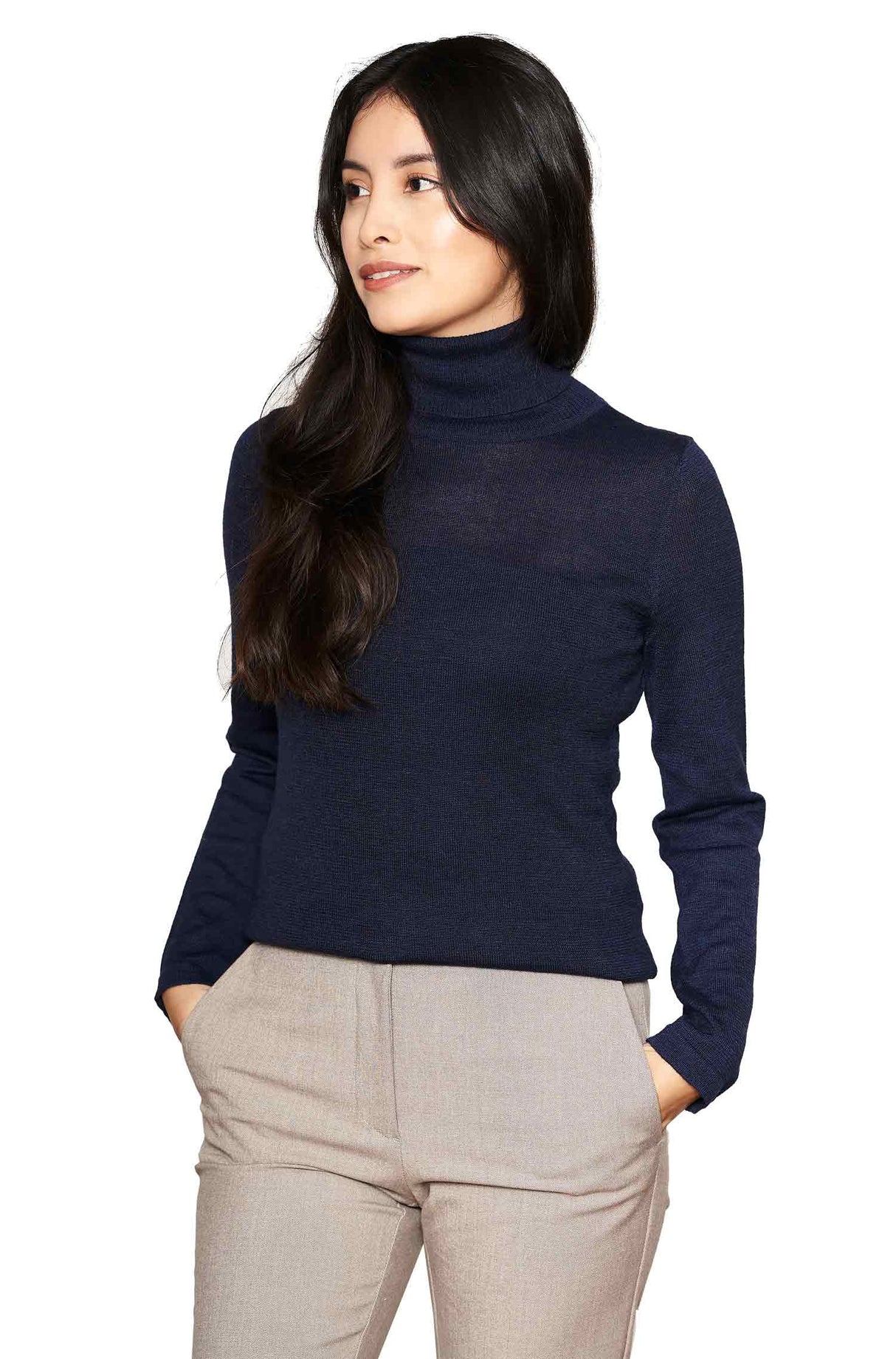 Damen Rollkragen Pullover MADAI aus 70% Alpaka und 30% Seide