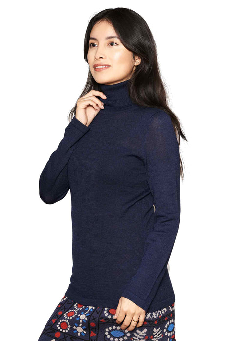 Damen Rollkragen Pullover MADAI aus 70% Alpaka und 30% Seide