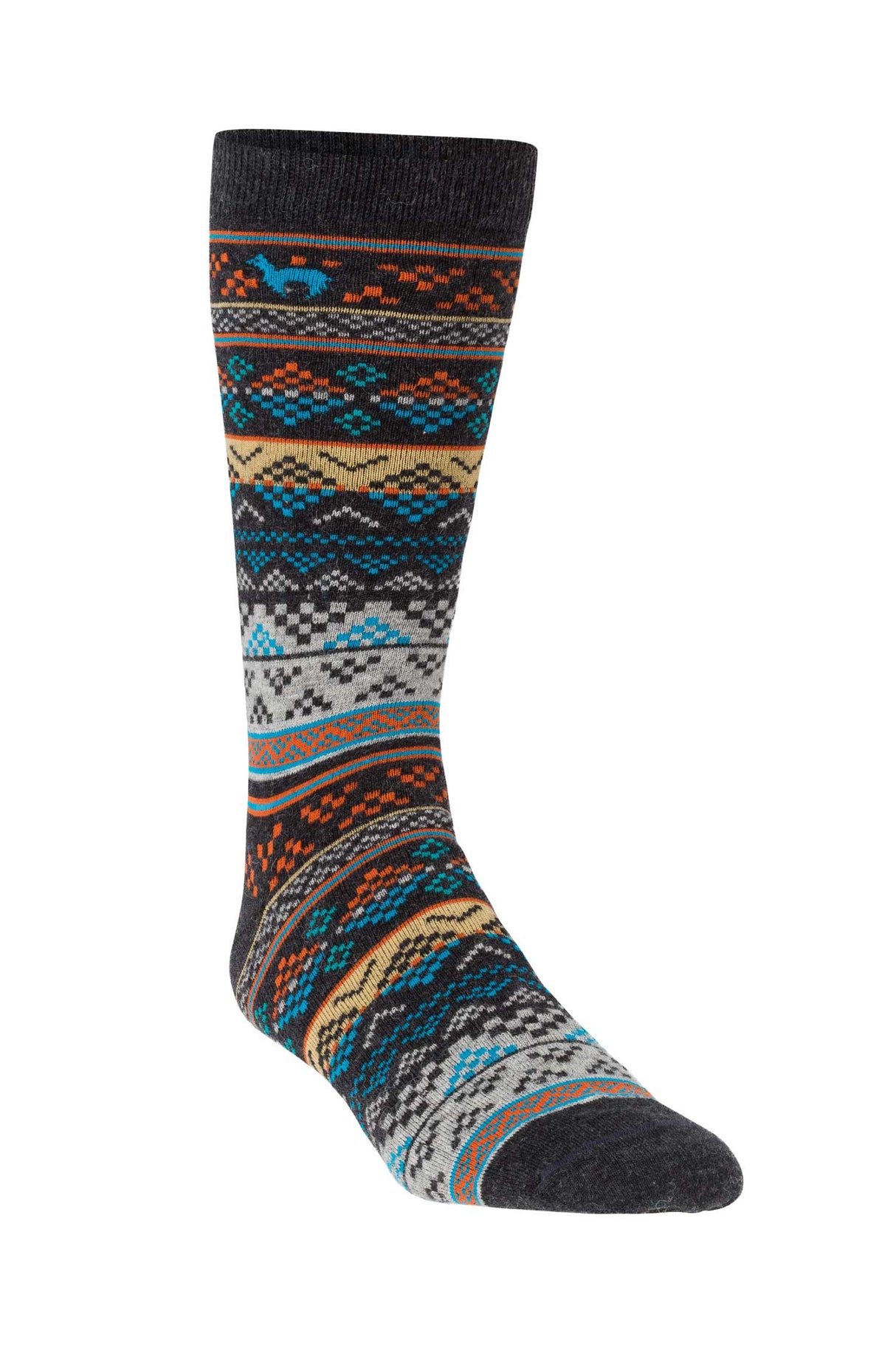 Socken INKA - 70% Alpaka blau apricot