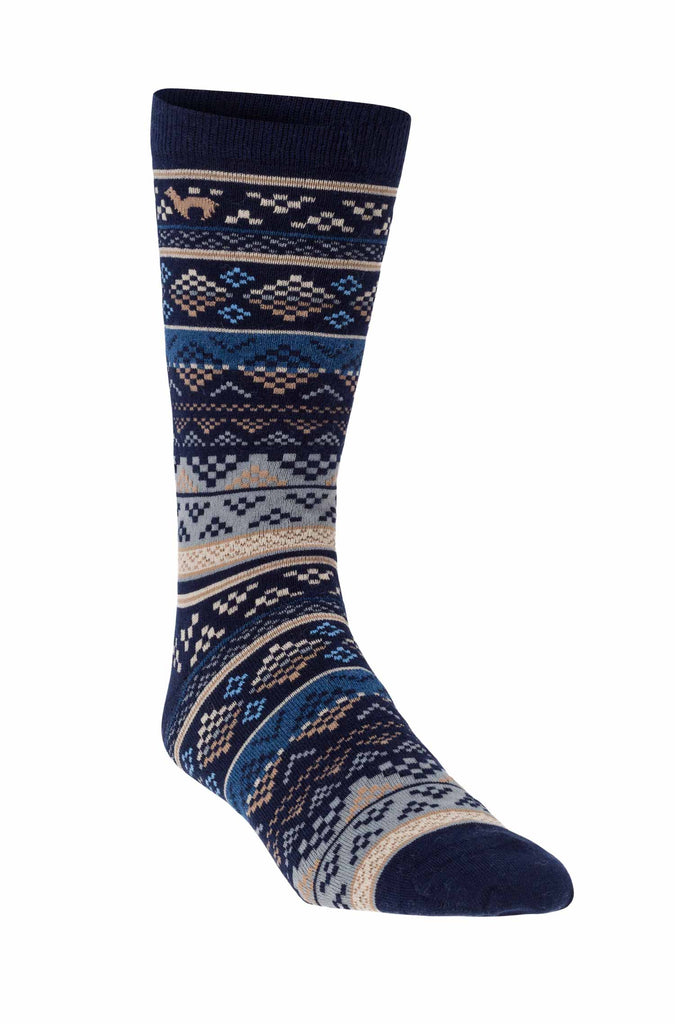 Alpaka Socken INKA Jacquard blau-sand