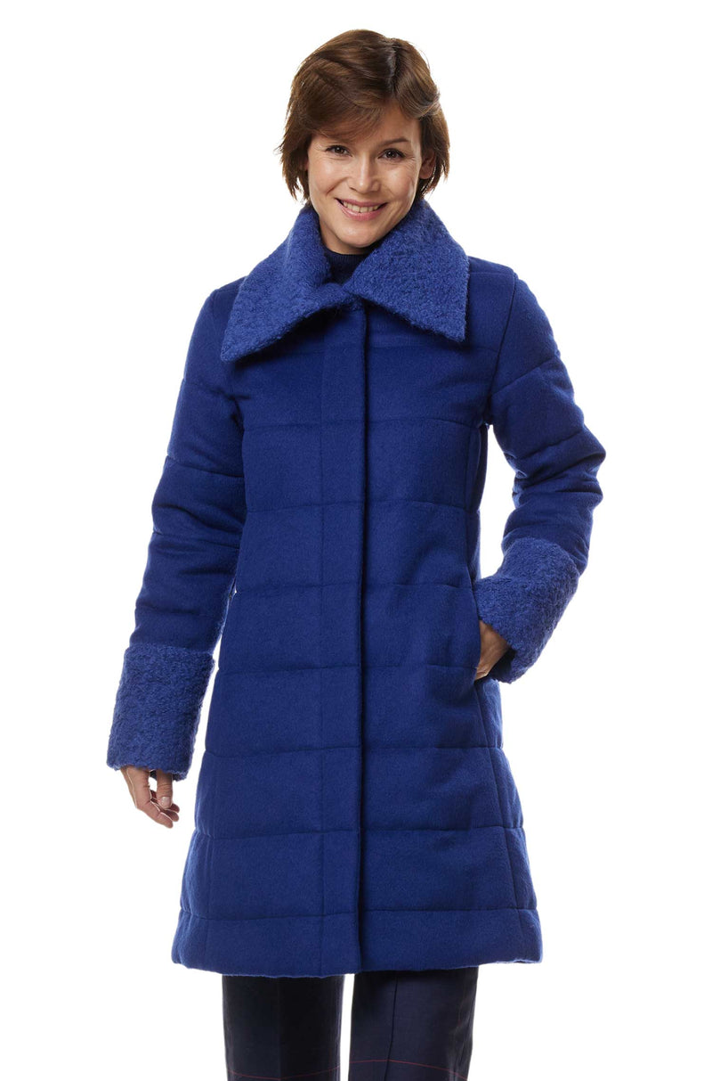 Alpaka Steppmantel SARAH - 67% Alpaka königsblau