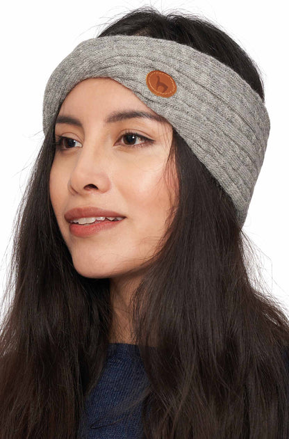 Alpaka Stirnband SUAVE mit Twist - 100% Alpaka silber one-size