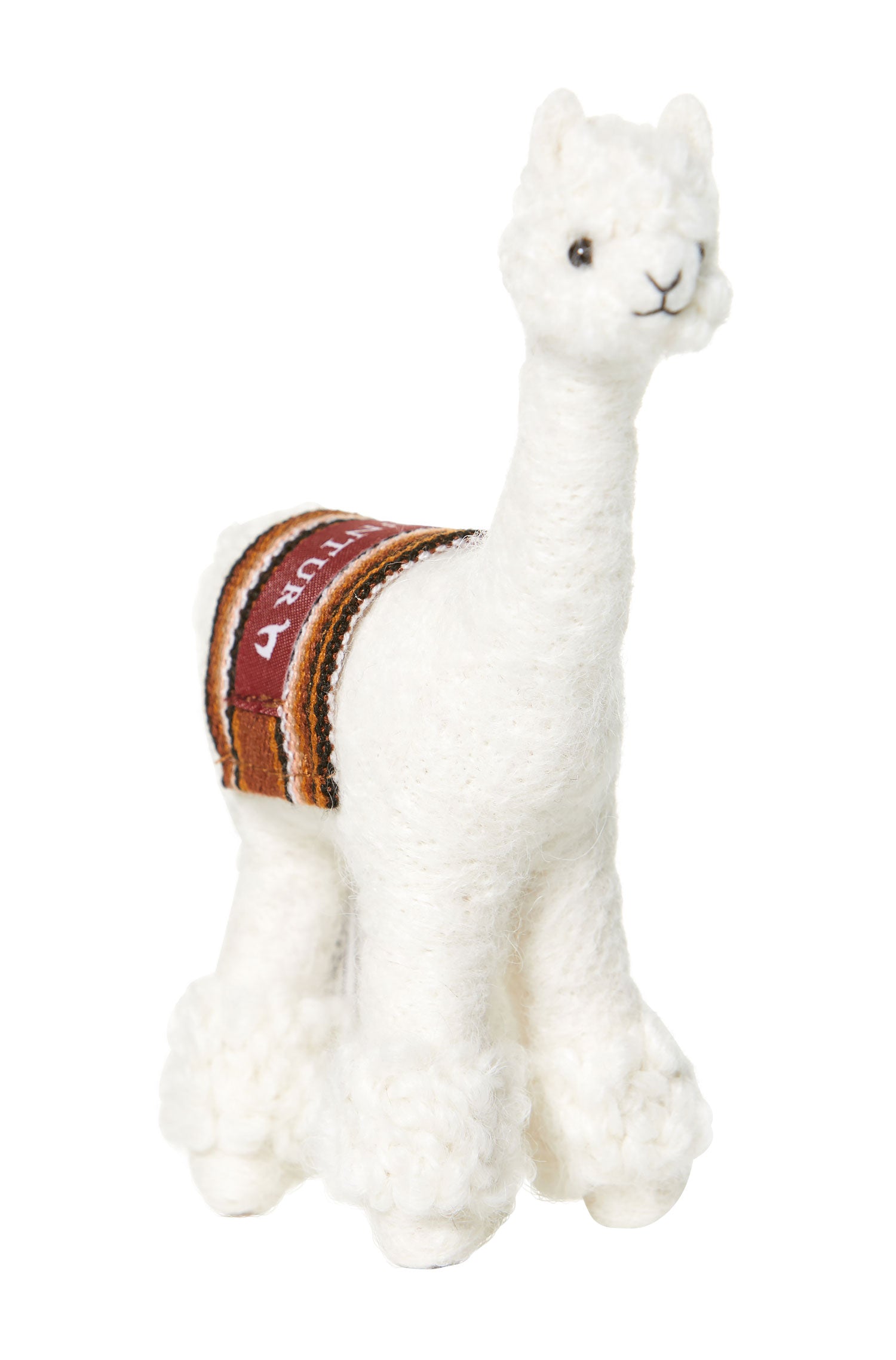 Alpaka Stofftier PUKI (15cm) mit Webschal weiss 15 cm