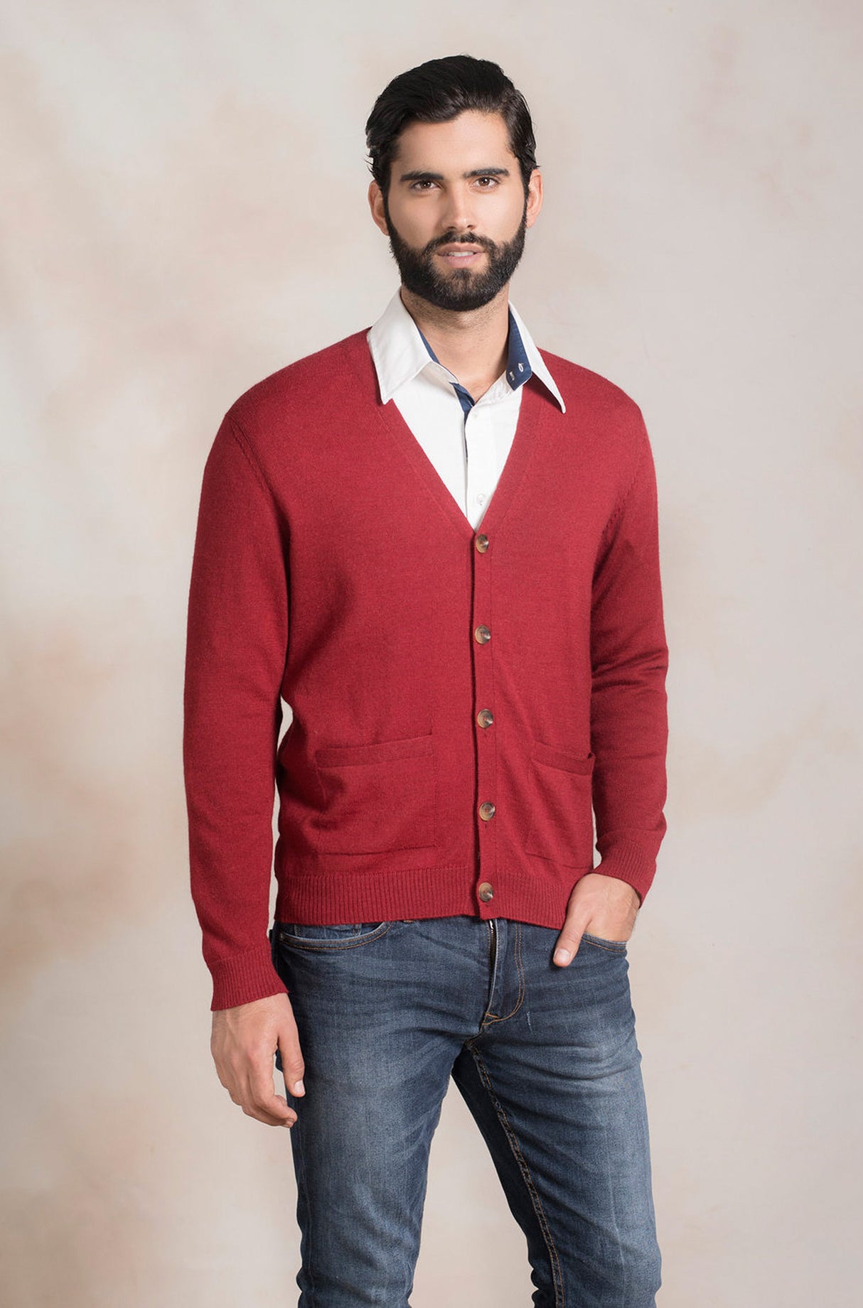 Strickjacke Herren ANTONY aus 100% Alpaka vermouth