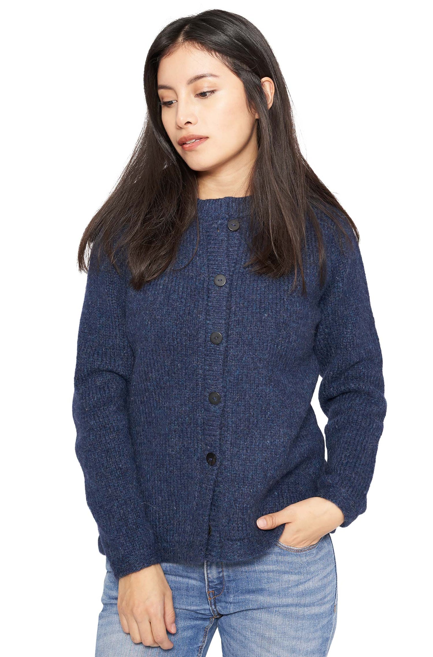 Alpaka Strickjacke ASA - 70% Alpaka & 23% Merino blau