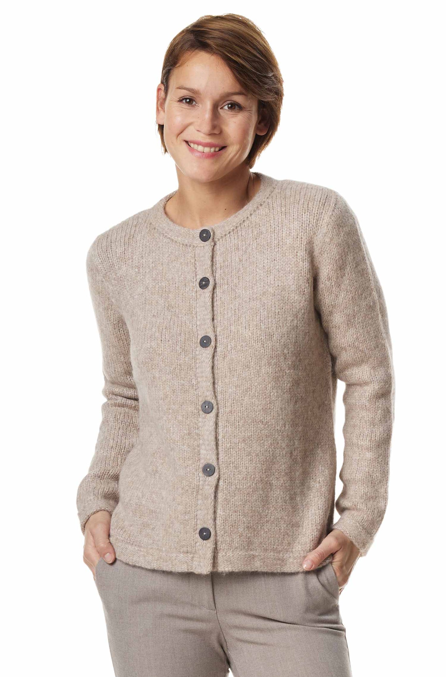 Alpaka Strickjacke ASA - 70% Alpaka & 23% Merino sand