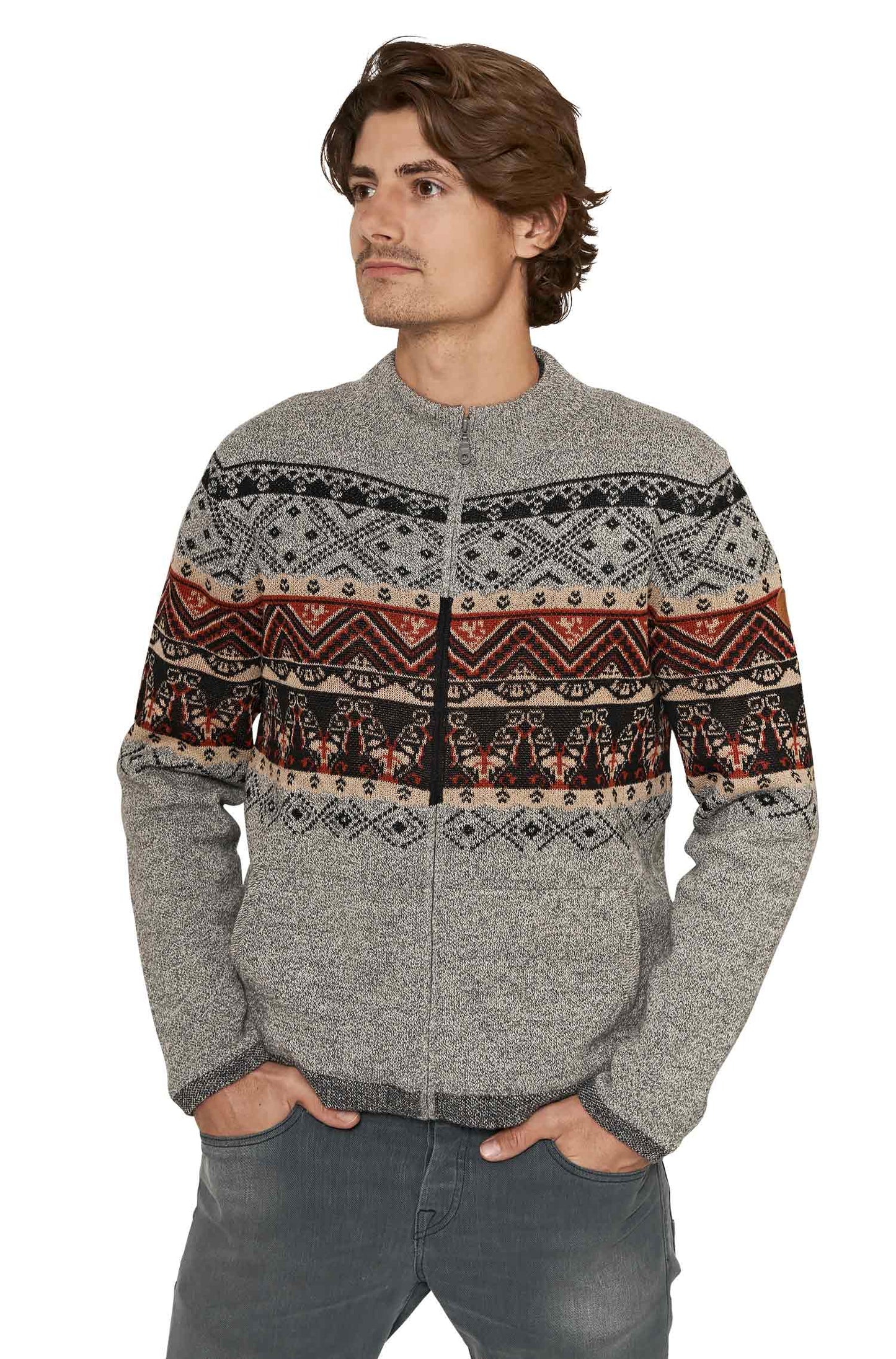 Alpaka Strickjacke FIESTA Herren grau