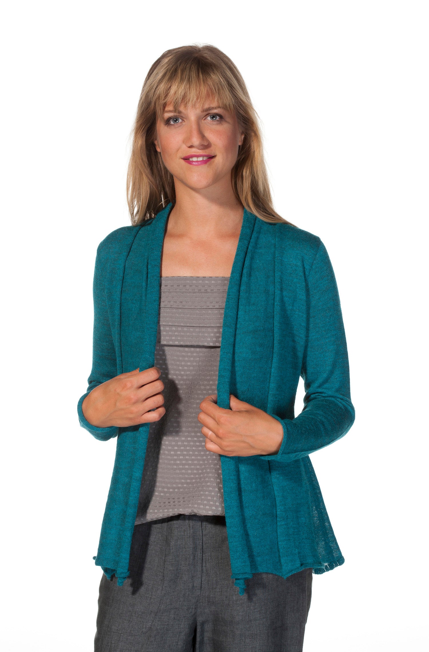 Alpaka Strickjacke PENELOPE türkis