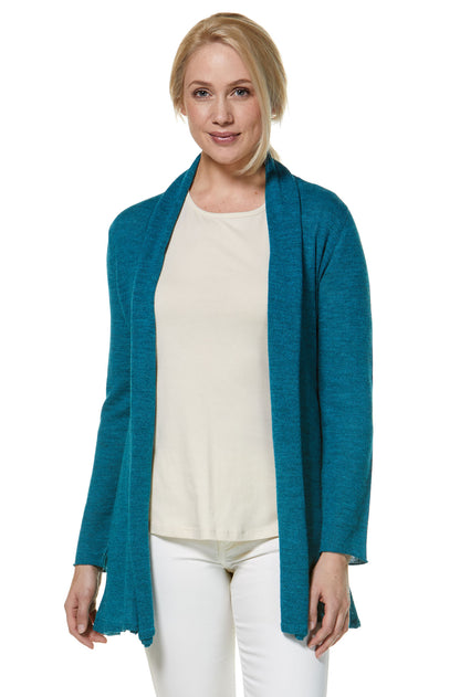 Alpaka Strickjacke PENELOPE LONG türkis
