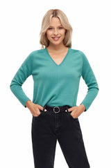 Alpaka V-Neck Pullover ANNA aus 100% Alpaka mint