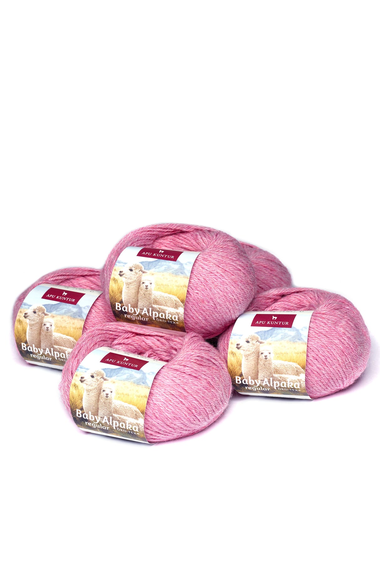 Alpaka Wolle REGULAR | 5x50g | 100% Alpaka | 36 Farben 34 rosa melange one-size