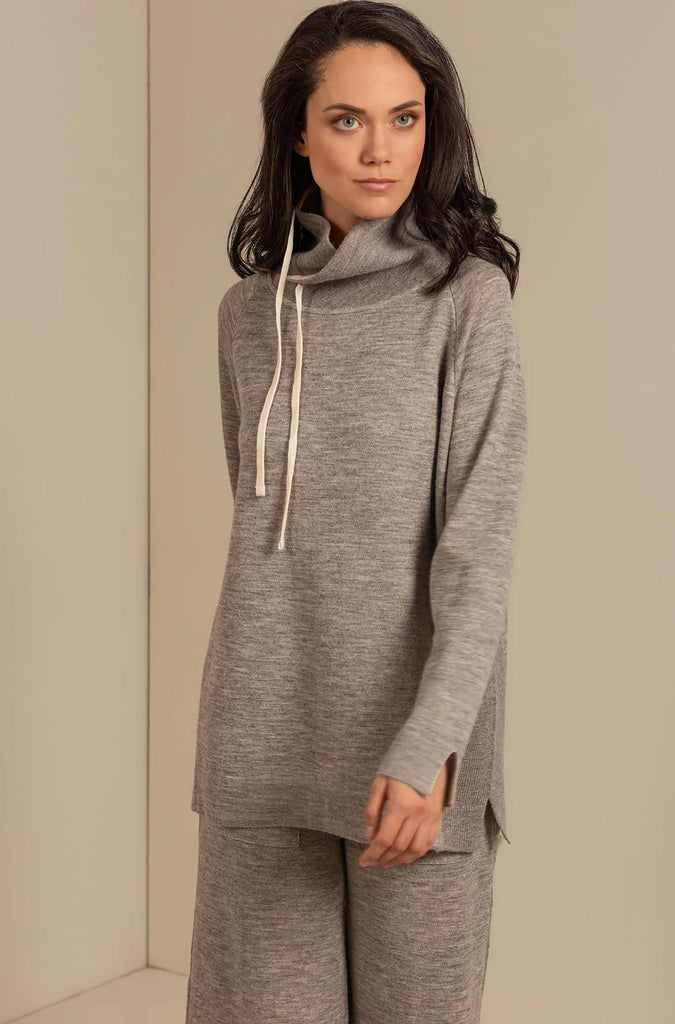 Alpaka Damen Sweater UNISEX mit 35% Alpaka und 18% Seide grau