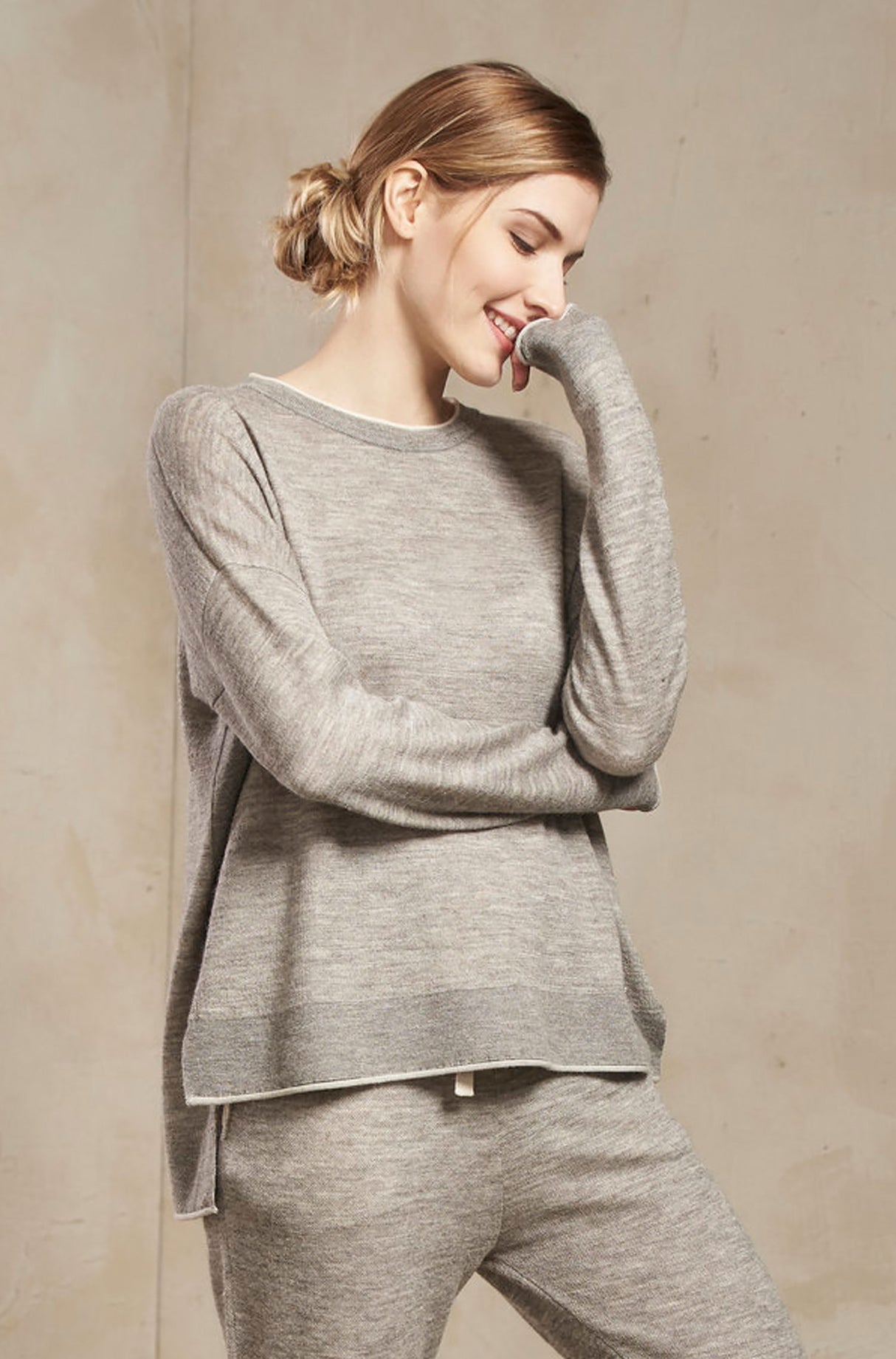 Jogging Pullover REDHILL Alpaka-Seide-Wolle Mix gris