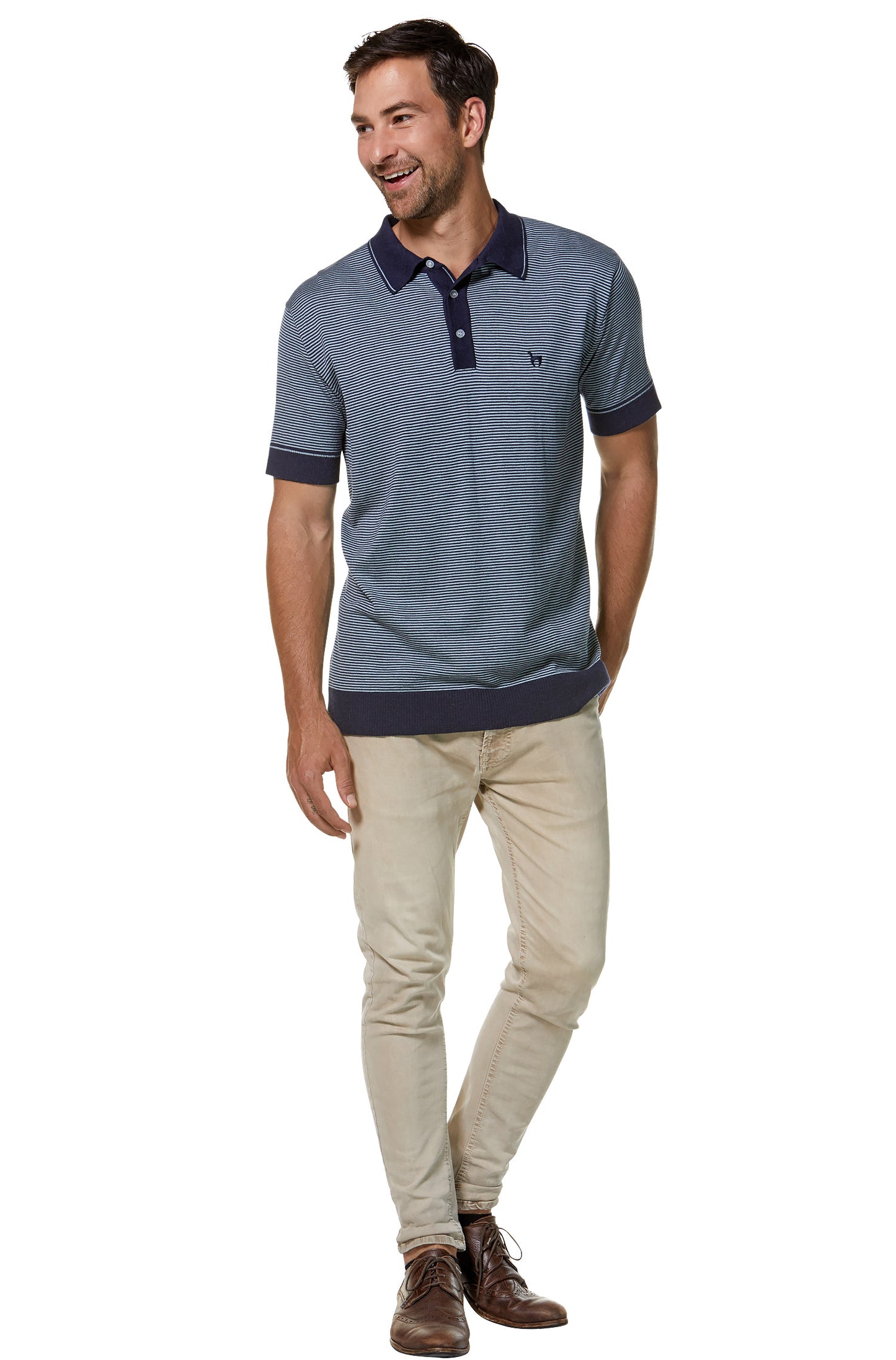Pima-Baumwolle Poloshirt DIEGO Herren - 10% Royal Alpaka